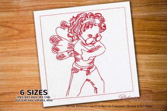 Adorable Baby Posing with Wings Redwork Review