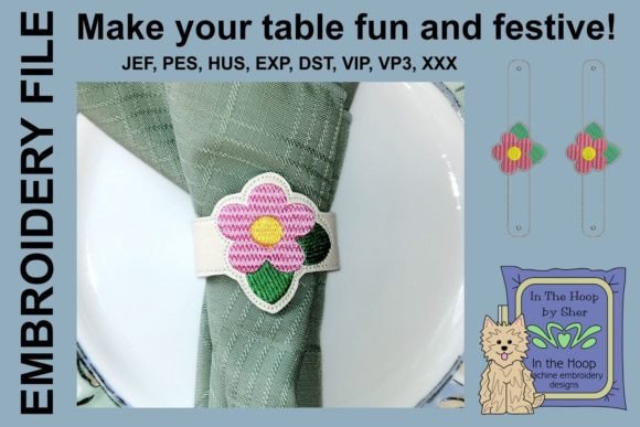 Spring Flower Napkin Ring: A Sweet Easter Embroidery Design